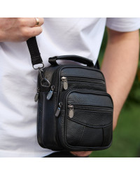 Чоловіча сумка-барсетка шкіряна Brunat, чорна