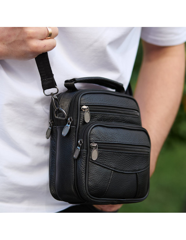 Чоловіча сумка-барсетка шкіряна Brunat, чорна