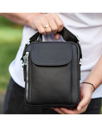 Чоловіча шкіряна сумка-барсетка Arpino, чорна