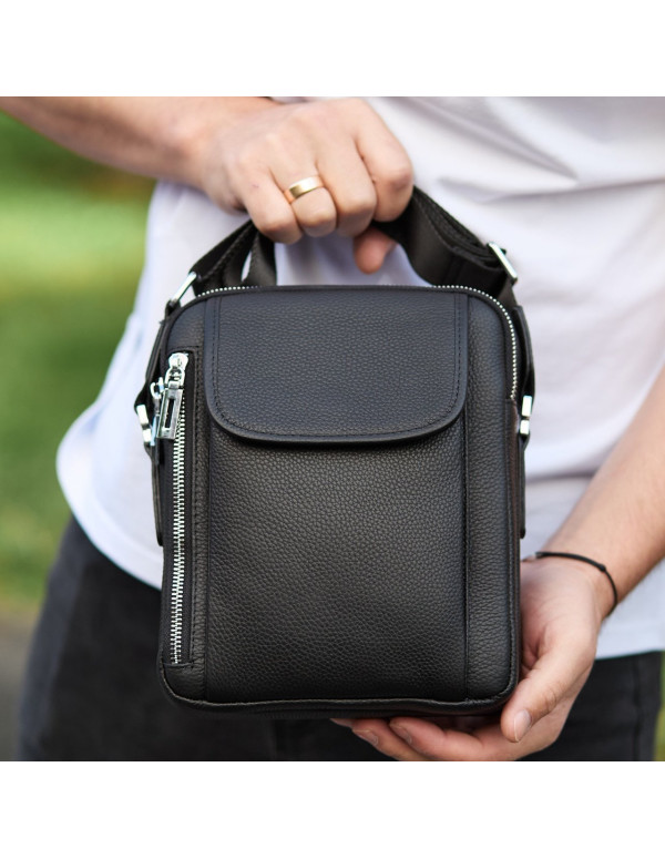 Чоловіча шкіряна сумка-барсетка Arpino, чорна