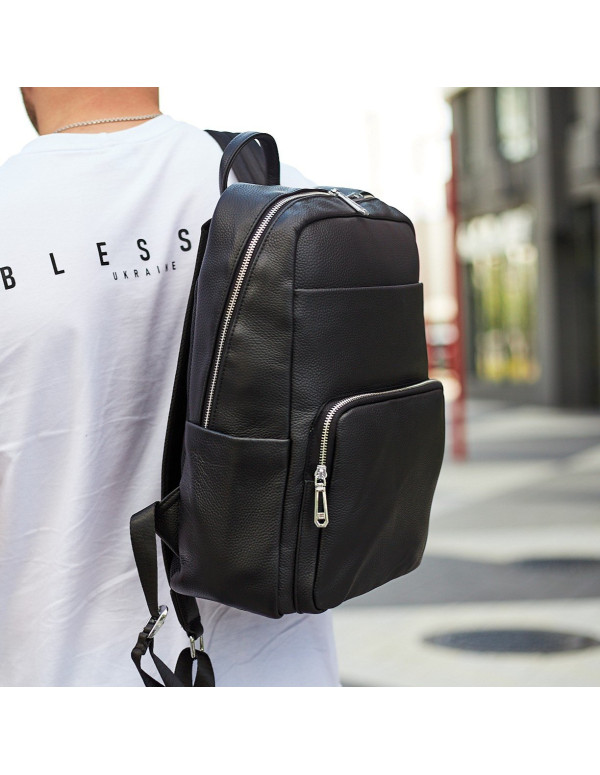 Чоловічий шкіряний рюкзак для поїздок Nera, чорний