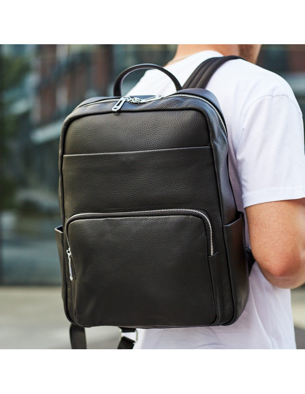 Чоловічий шкіряний рюкзак для поїздок Nera, чорний