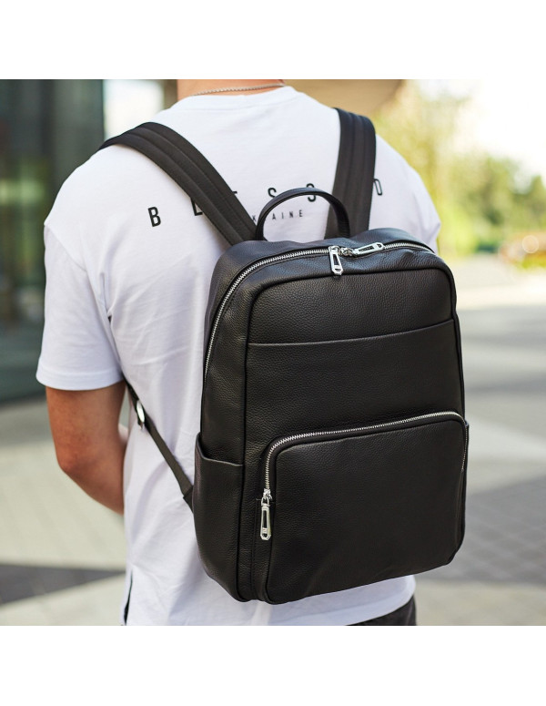 Чоловічий шкіряний рюкзак для поїздок Nera, чорний