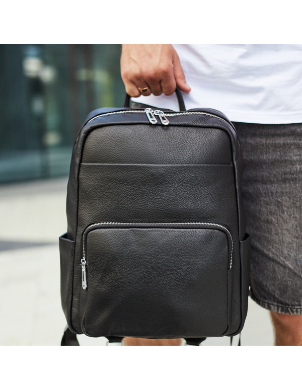 Чоловічий шкіряний рюкзак для поїздок Nera, чорний