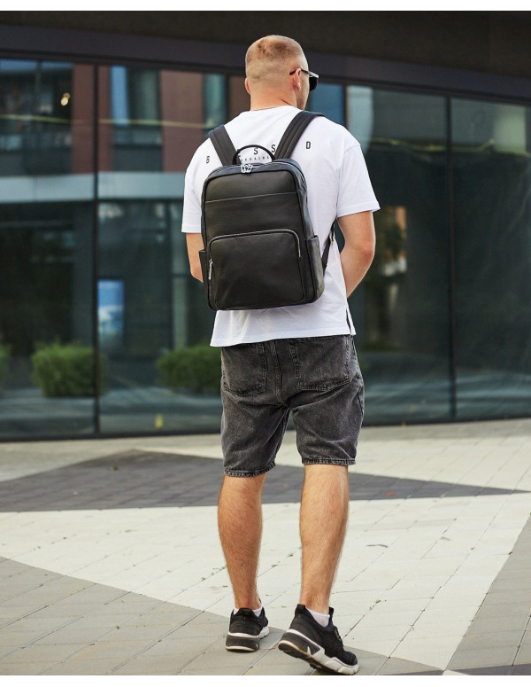 Чоловічий шкіряний рюкзак для поїздок Nera, чорний