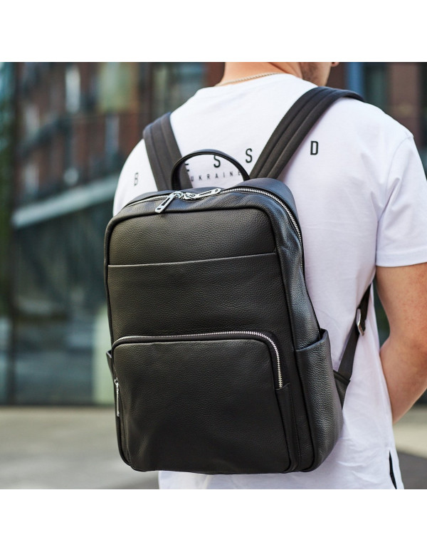 Чоловічий шкіряний рюкзак для поїздок Nera, чорний