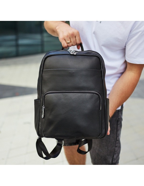 Чоловічий шкіряний рюкзак для поїздок Nera, чорний