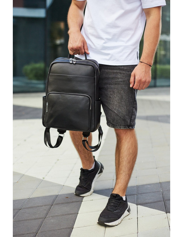 Чоловічий шкіряний рюкзак для поїздок Nera, чорний