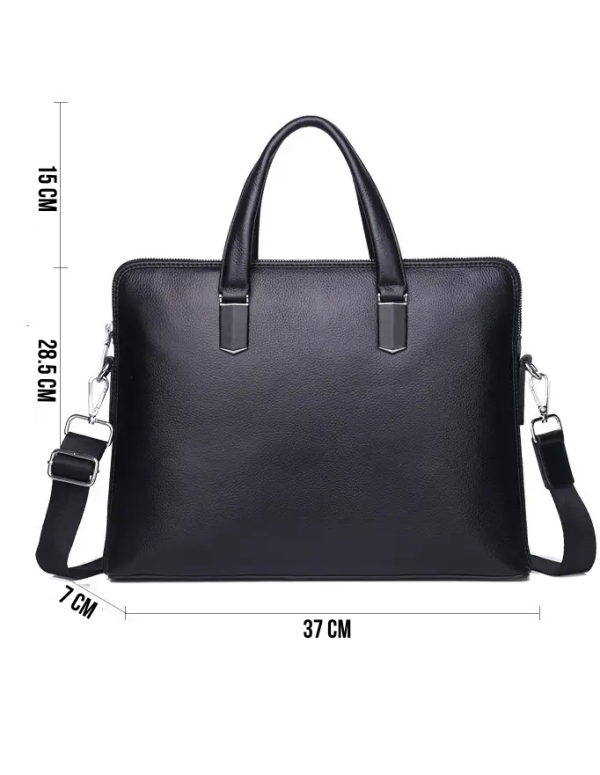 Шкіряний чоловічий діловий портфель Warden, чорний