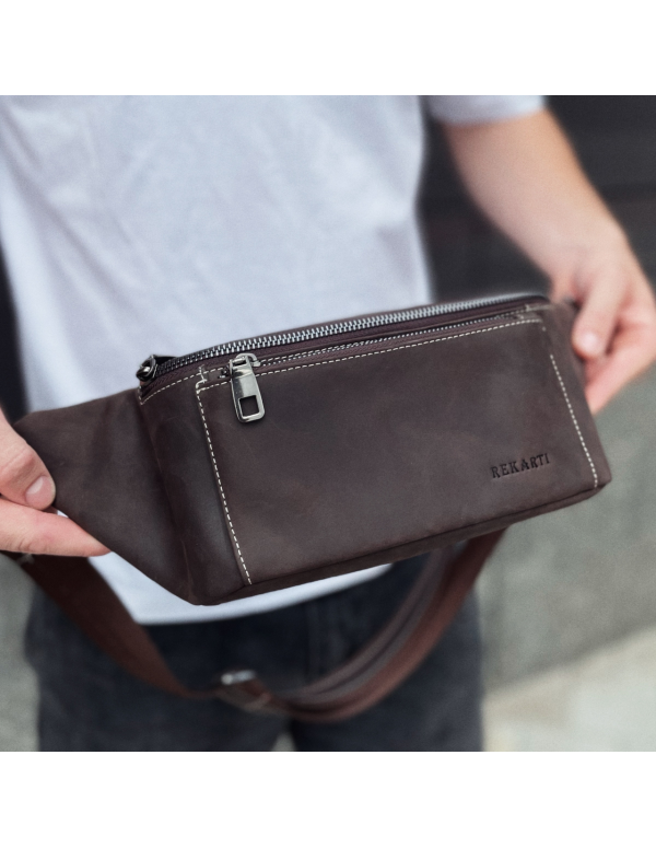 Сумка-бананка зі шкіри Melfi, коричнева