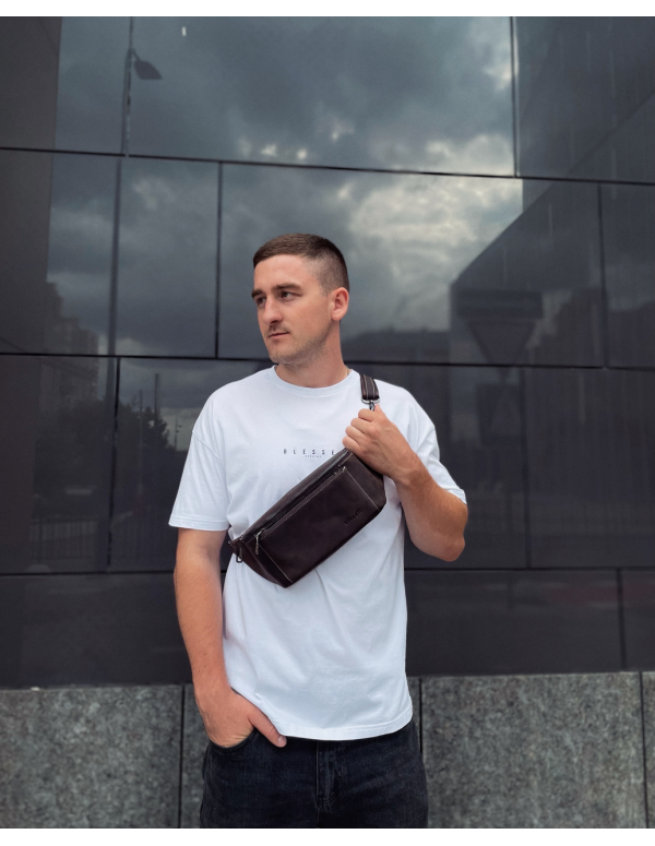 Сумка-бананка зі шкіри Melfi, коричнева