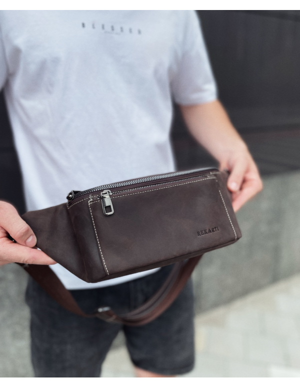 Сумка-бананка зі шкіри Melfi, коричнева