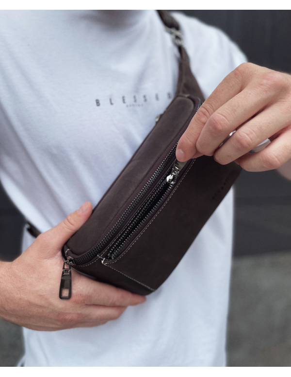 Сумка-бананка зі шкіри Melfi, коричнева