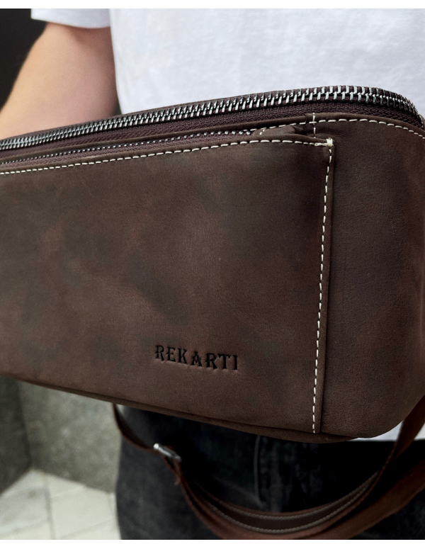 Сумка-бананка зі шкіри Melfi, коричнева