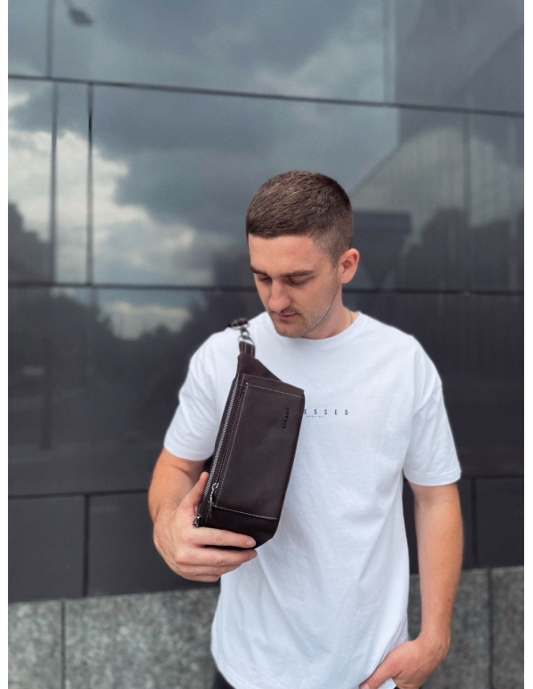 Сумка-бананка зі шкіри Melfi, коричнева