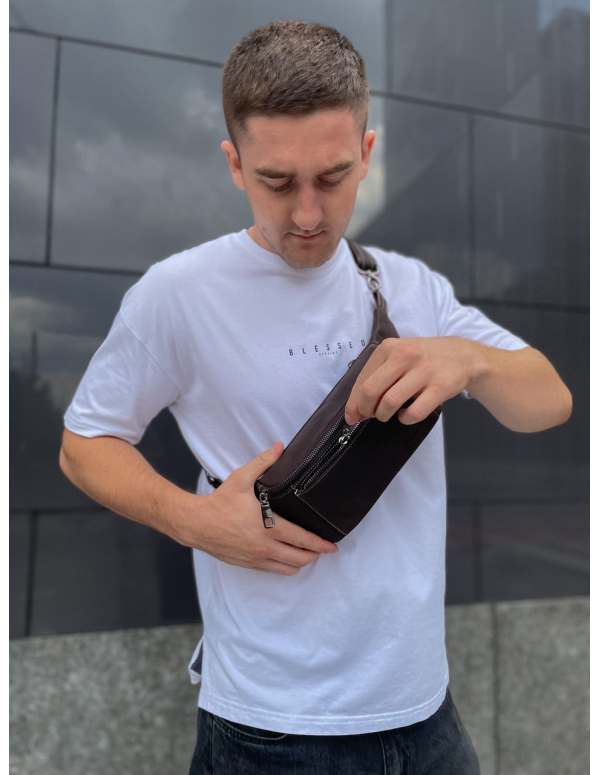 Сумка-бананка зі шкіри Melfi, коричнева