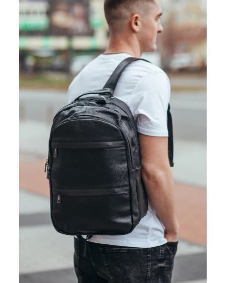 Чоловічий рюкзак для ноутбука та документів 28х42х18, сумка на спину з натуральної шкіри Tiding Bag B2-37342A