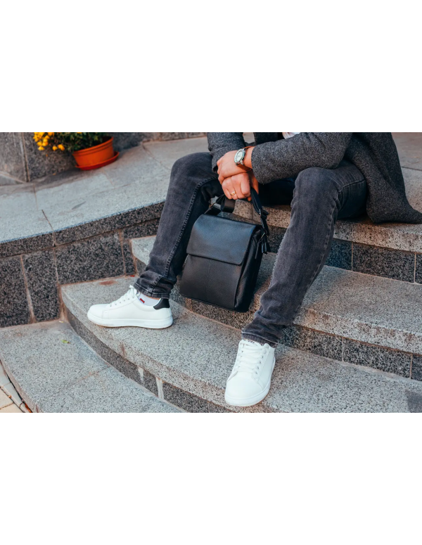 Чоловіча шкіряна сумка-месенджер Martin, чорна