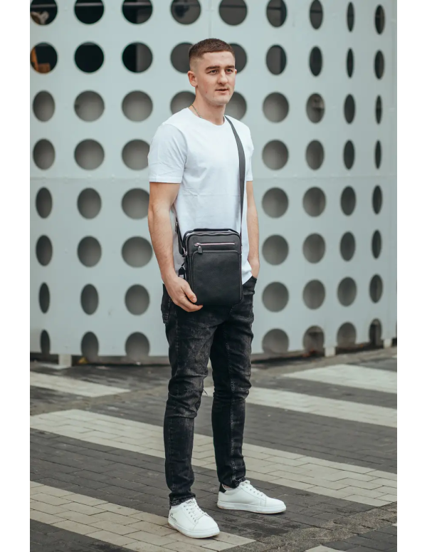 Шкіряна чоловіча сумка-барсетка Imperia, чорна