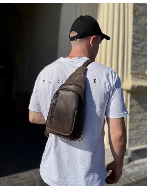 Чоловічий шкіряний слінг  Savo, коричневий