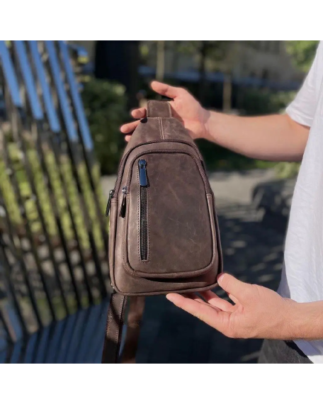 Чоловічий шкіряний слінг  Savo, коричневий