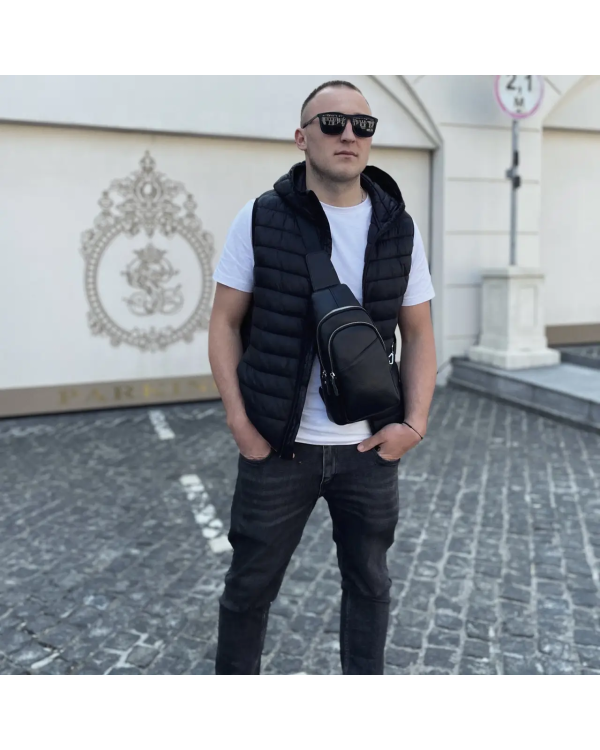 Сумка слінг чоловіча через плече Ferrara, чорна