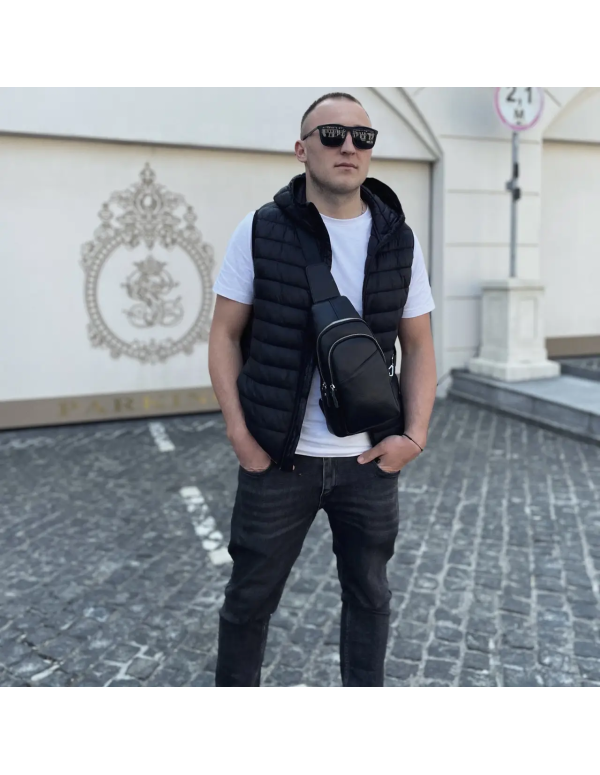 Сумка слінг чоловіча через плече Ferrara, чорна