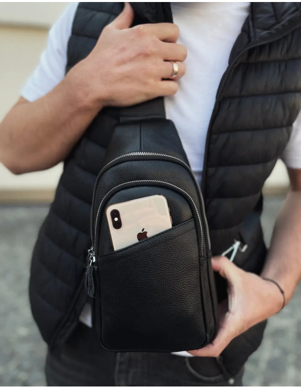 Сумка слінг чоловіча через плече Ferrara, чорна