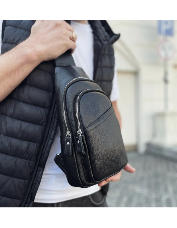 Сумка слінг чоловіча через плече Ferrara, чорна