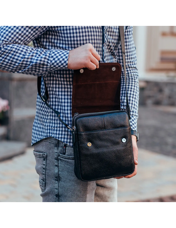 Чоловіча сумка шкіряна планшет Savona, чорна