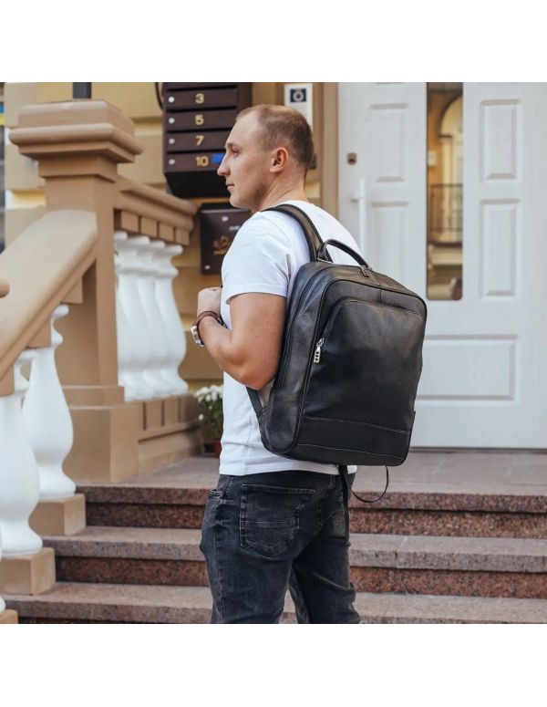 Рюкзак чоловічий шкіряний Amalfi, чорний