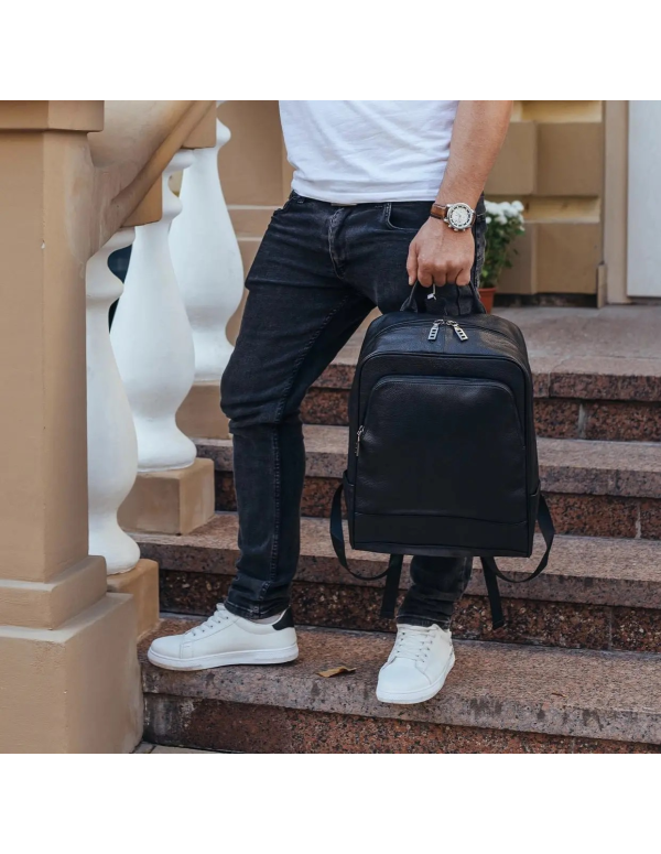 Рюкзак чоловічий шкіряний Amalfi, чорний