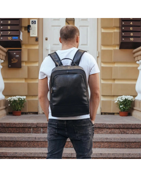Рюкзак чоловічий шкіряний Amalfi, чорний