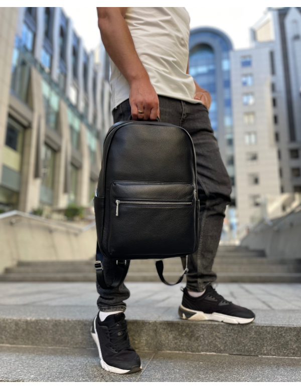 Шкіряний чоловічий рюкзак міський Calder,чорний