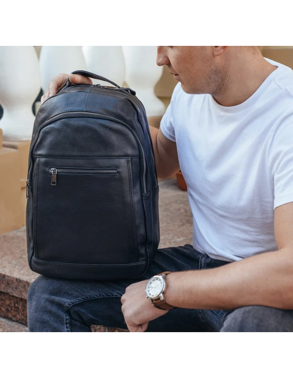 Шкіряний чоловічий рюкзак для ноутбука Sorel, чорний