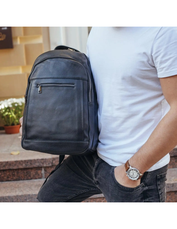 Шкіряний чоловічий рюкзак для ноутбука Sorel, чорний