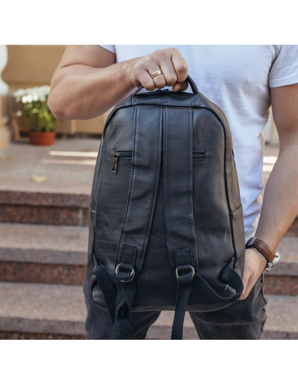 Шкіряний чоловічий рюкзак для ноутбука Sorel, чорний