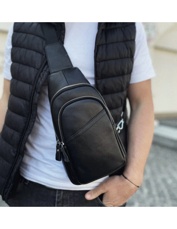 Сумка слінг чоловіча через плече Ferrara, чорна