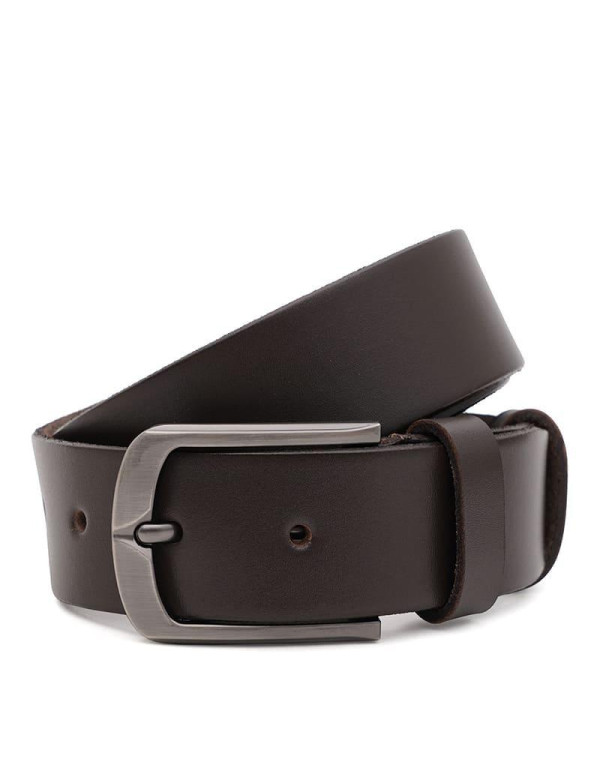 Ремінь з натуральної шкіри чоловічий 115×3.5 / пояс для брюків, коричневий