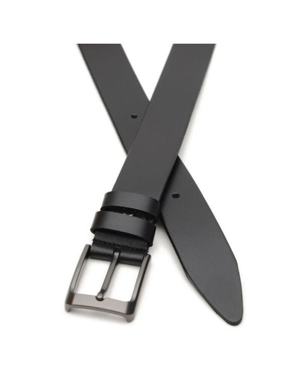 Ремінь шкіряний чоловічий 125×3.5 / пасок для брюків та джинсів, чорний