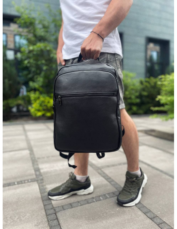 Рюкзак шкіряний для чоловіка Lorman, чорний колір