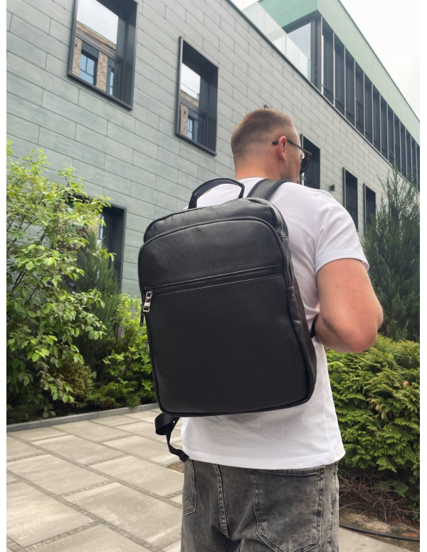 Рюкзак шкіряний для чоловіка Lorman, чорний колір