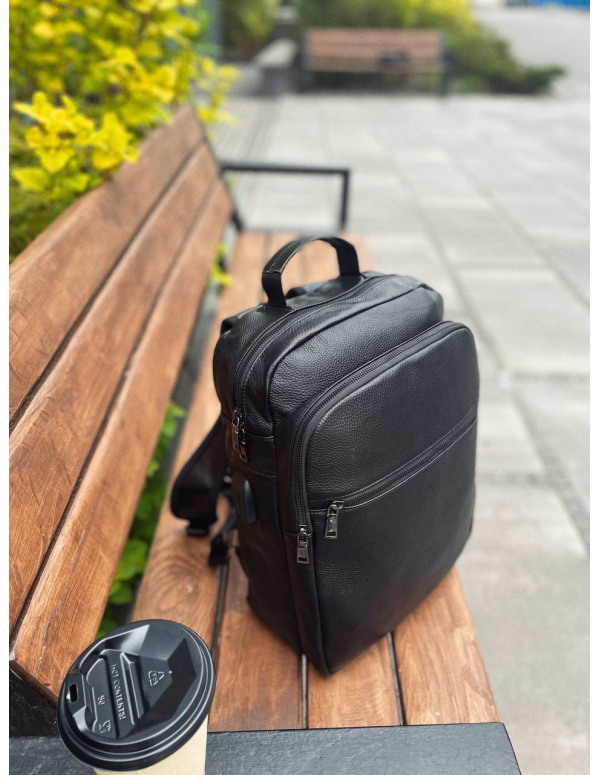 Рюкзак шкіряний для чоловіка Lorman, чорний колір