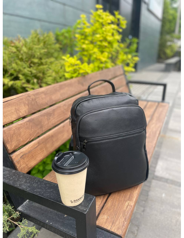 Рюкзак шкіряний для чоловіка Lorman, чорний колір