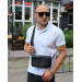 Чоловічий нагрудний месенджер 24х14х6 см, барсетка з натуральної шкіри, чорна