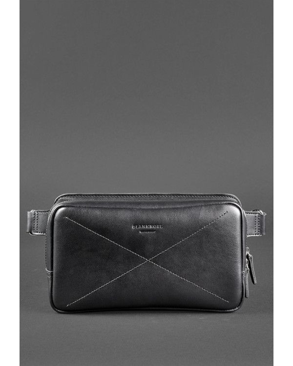 Шкіряна поясна сумка Dropbag Maxi чорна Krast BN-BAG-20-g