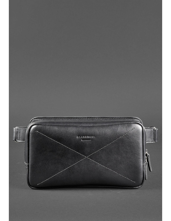 Шкіряна поясна сумка Dropbag Maxi чорна Krast BN-BAG-20-g