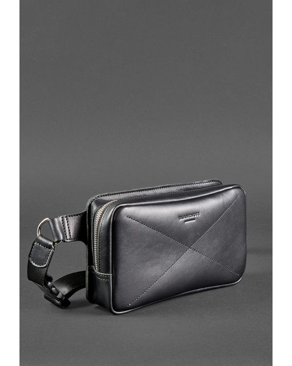 Шкіряна поясна сумка Dropbag Maxi чорна Krast BN-BAG-20-g