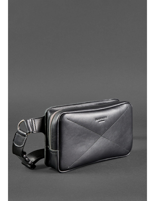 Шкіряна поясна сумка Dropbag Maxi чорна Krast BN-BAG-20-g