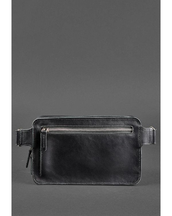 Шкіряна поясна сумка Dropbag Maxi чорна Krast BN-BAG-20-g